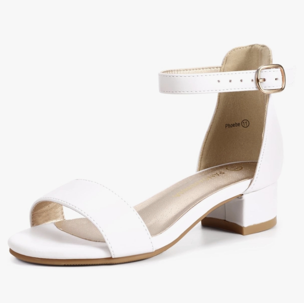 Elegant White Block Heel Sandals